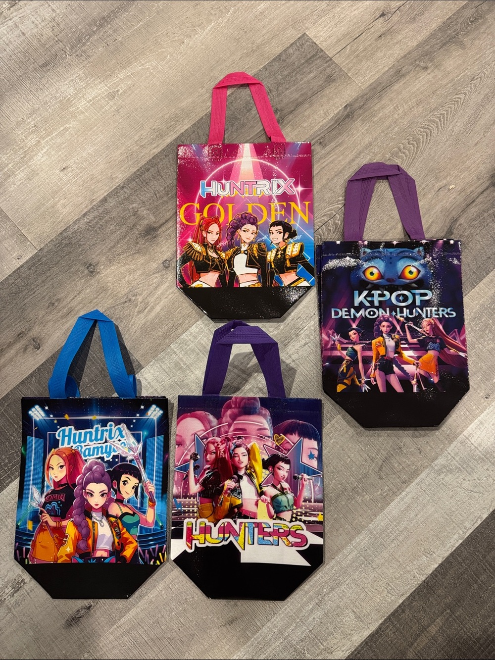 NWT Set of 4 K-Pop Demon Hunters Graphic Tote Bag, Clear Case, Brush, Notebook